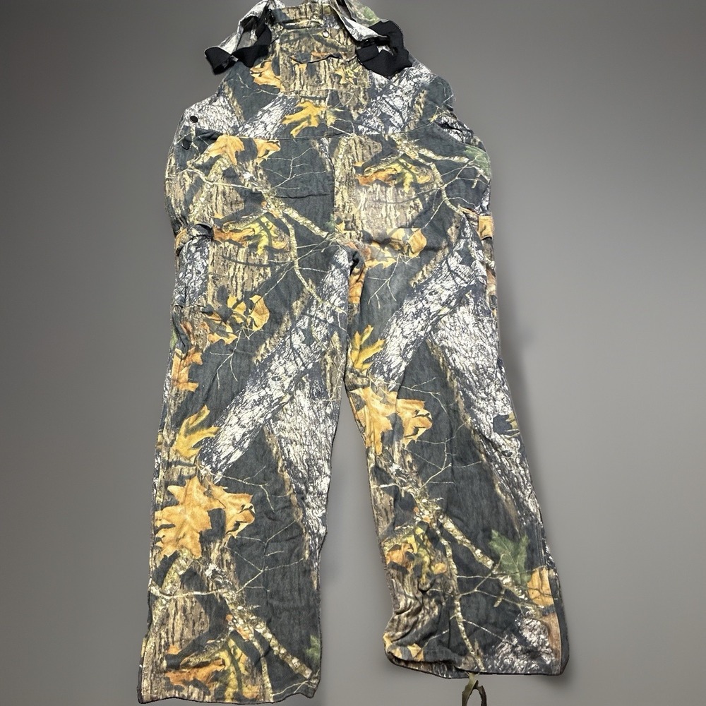 Vintage Mossy Oak Bib Overalls Break Up Field Staff Men Size 46 Camo Hunting